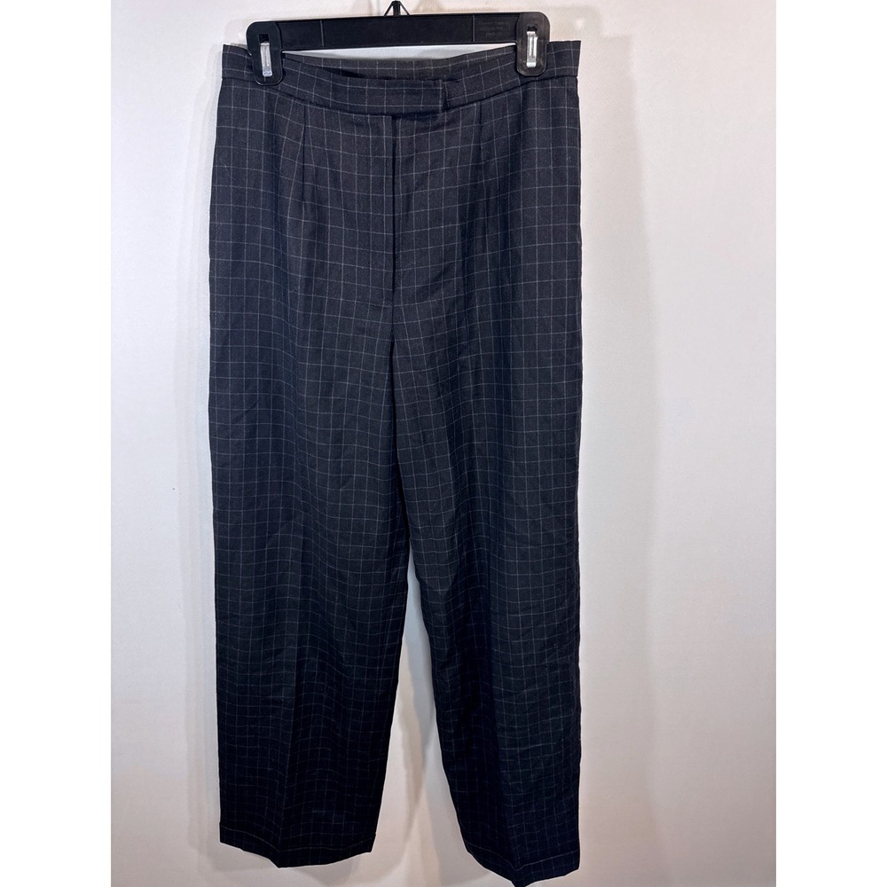 Lauren Ralph Lauren 100% Wool Plaid Pleated Trousers Cuffed Hem Women's S Preppy
